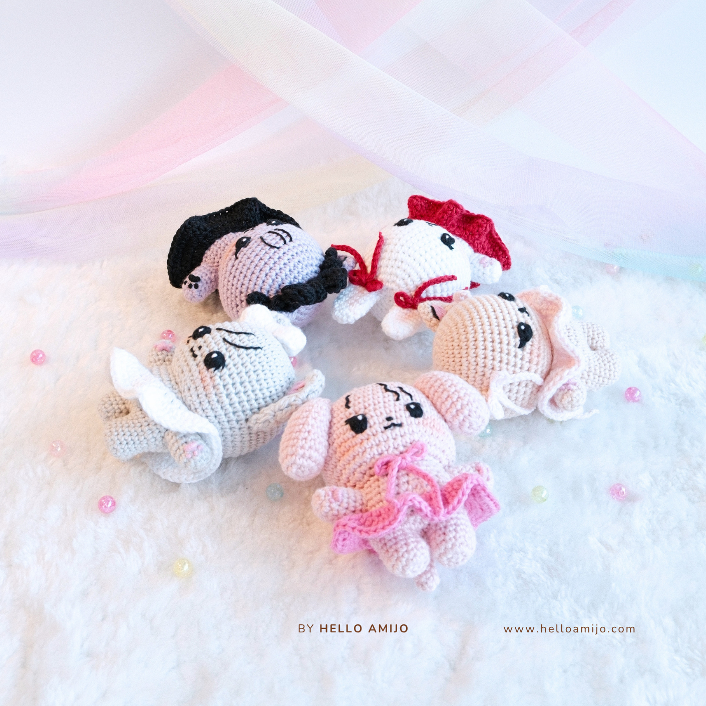 Bundle 5 in 1 Lady Amigurumi Crochet Pattern PDF