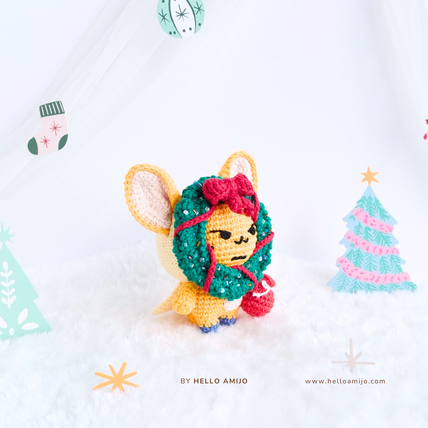 Christmas Fox (2 versions) Amigurumi Crochet Pattern PDF