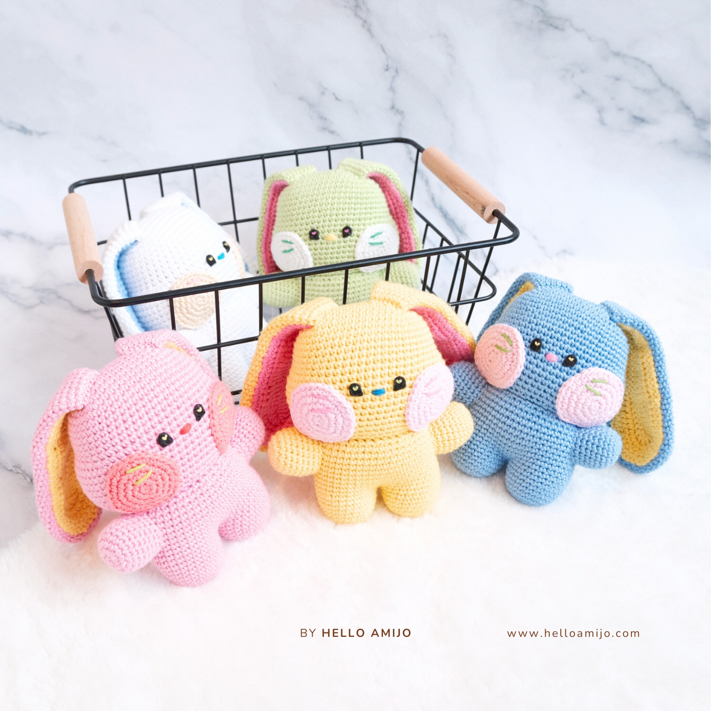 Colourful Chubby Bunny 5 Color in 1 Amigurumi Crochet Pattern PDF