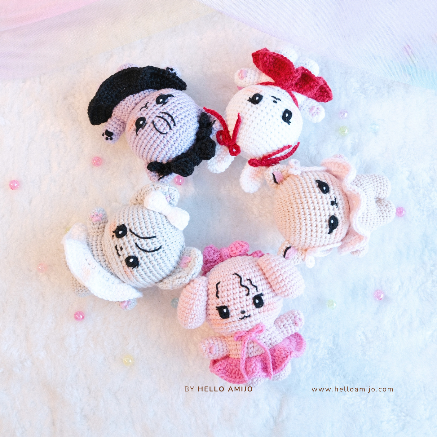 Bundle 5 in 1 Lady Amigurumi Crochet Pattern PDF