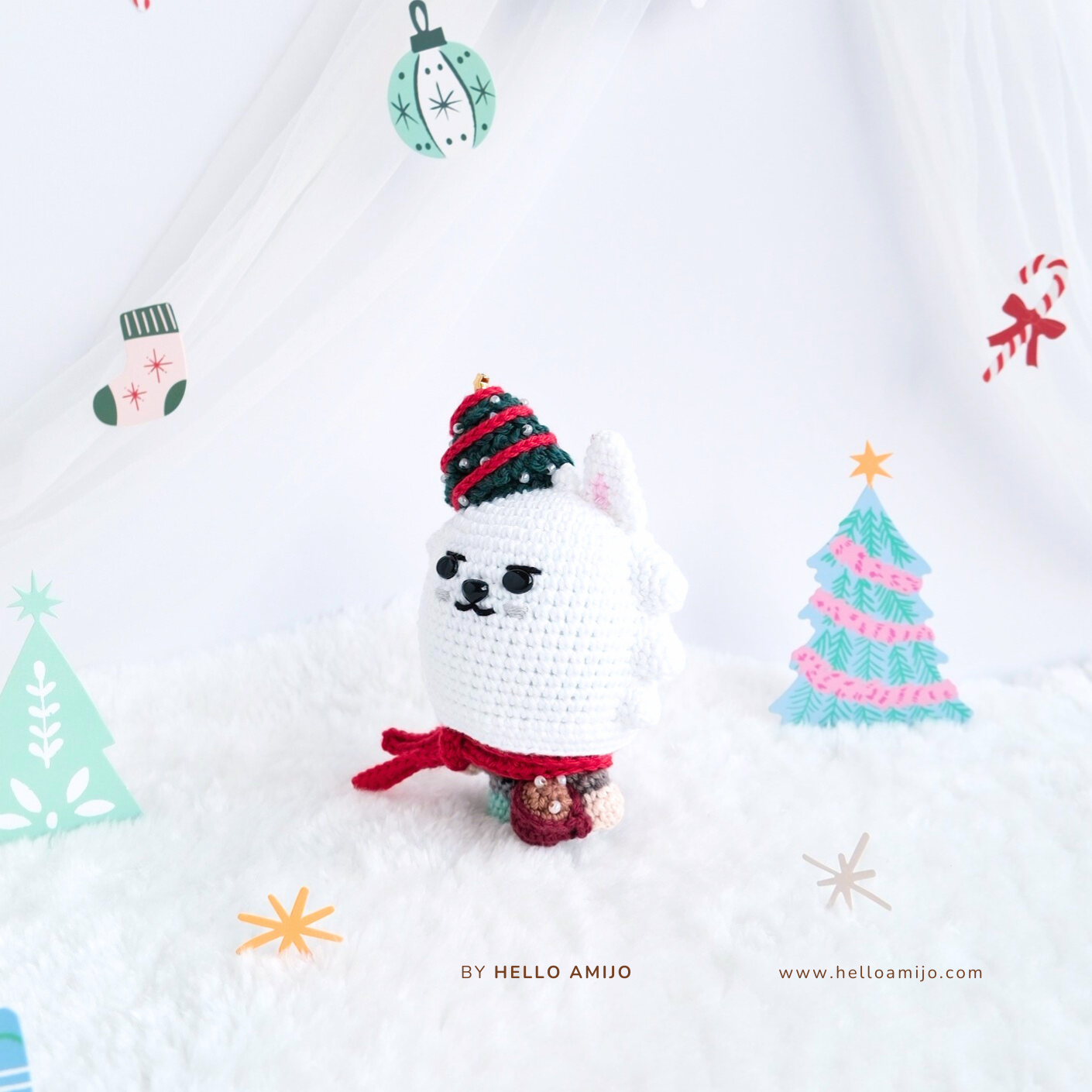 Christmas Wolf Amigurumi Crochet Pattern PDF