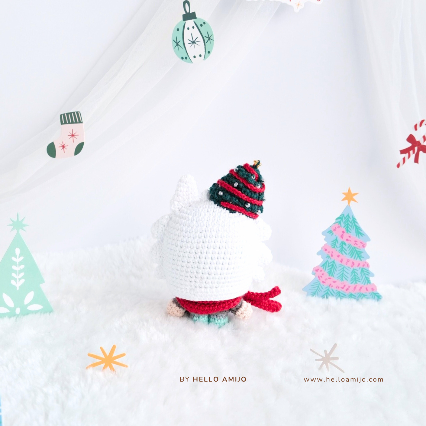 Christmas Wolf Amigurumi Crochet Pattern PDF
