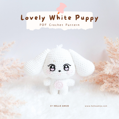 Lovely White Puppy Amigurumi Crochet Pattern PDF