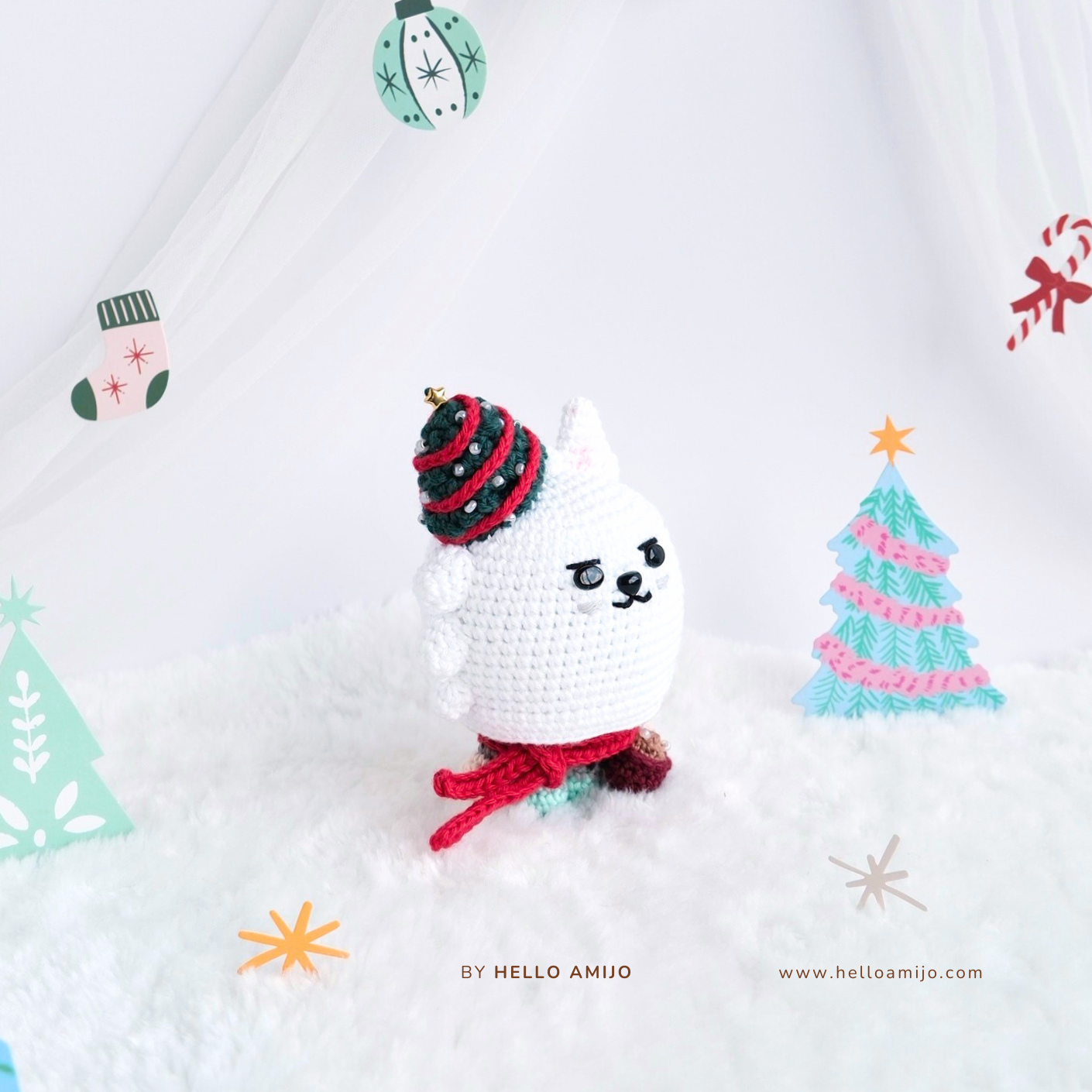 Christmas Wolf Amigurumi Crochet Pattern PDF