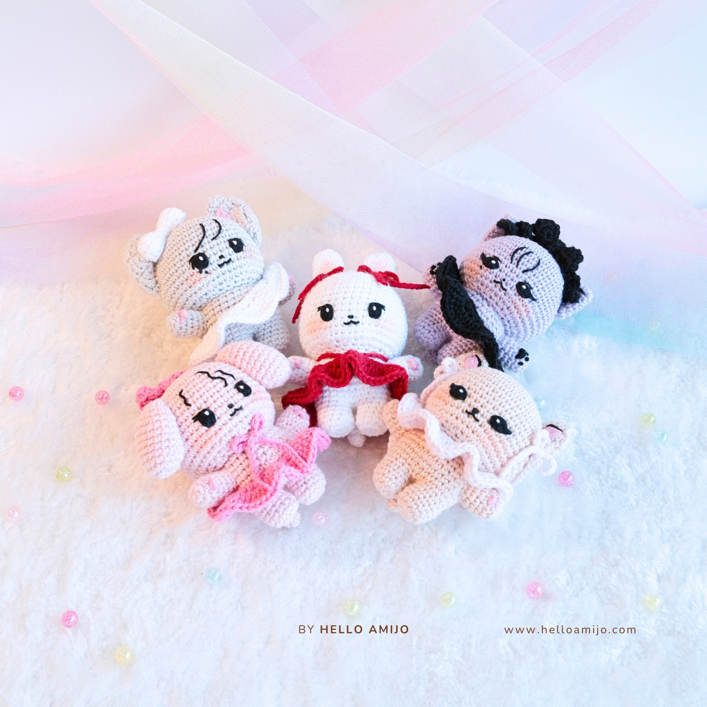 Bundle 5 in 1 Lady Amigurumi Crochet Pattern PDF