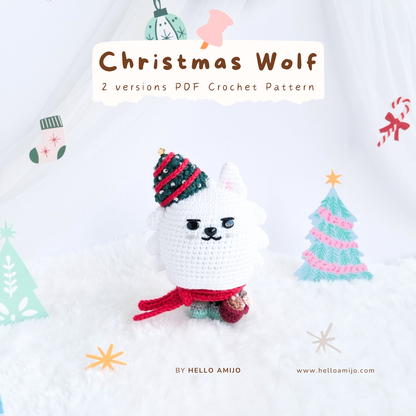 Christmas Wolf (2 versions) Amigurumi Crochet Pattern PDF