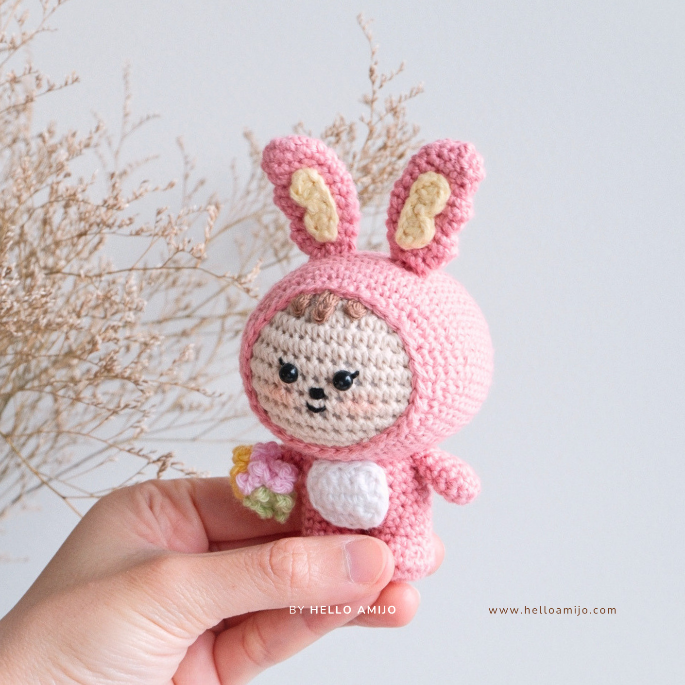 Floral Bunny Amigurumi Crochet Pattern PDF
