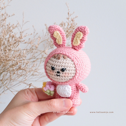 Floral Bunny Amigurumi Crochet Pattern PDF