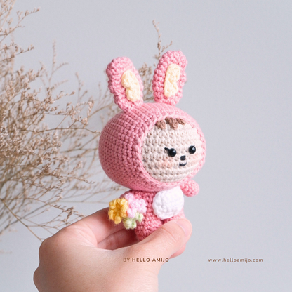 Floral Bunny Amigurumi Crochet Pattern PDF
