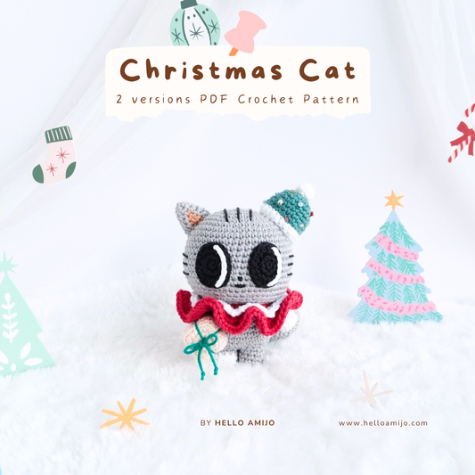 Christmas Cat (2 versions) Amigurumi Crochet Pattern PDF