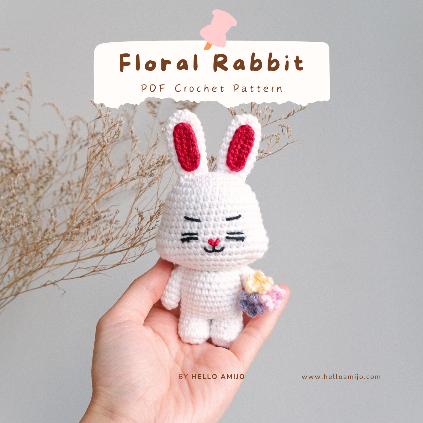 Floral Rabbit Amigurumi Crochet Pattern PDF
