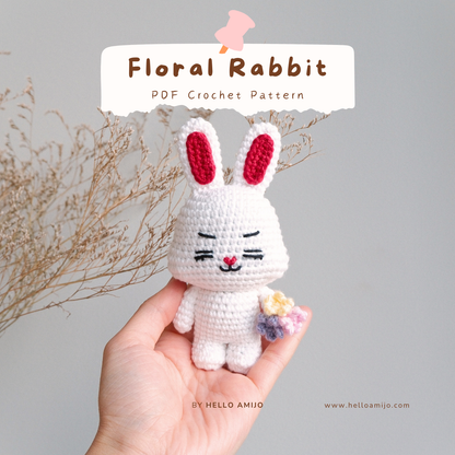 Floral Rabbit Amigurumi Crochet Pattern PDF