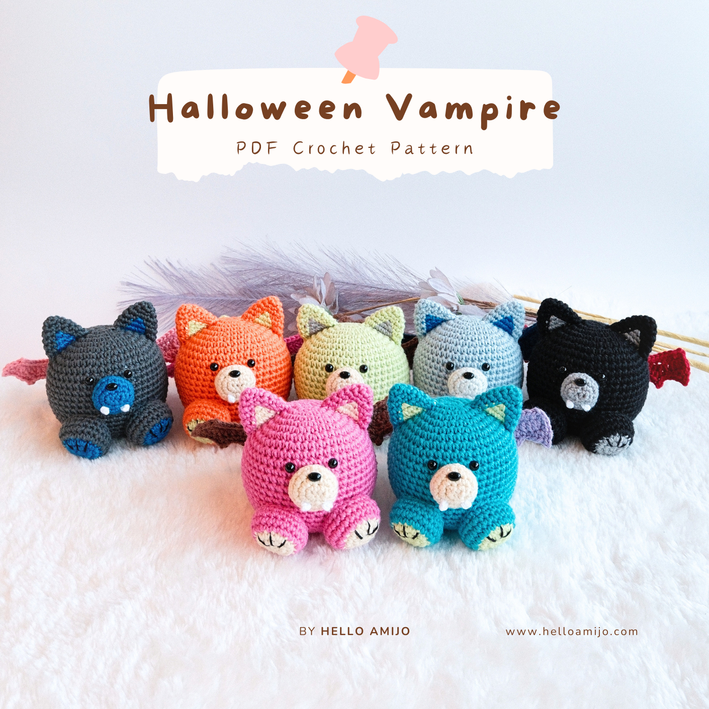 Halloween Vampire 7 Color in 1 Amigurumi Crochet Pattern PDF