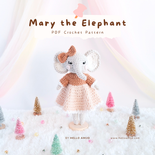 Mary the Elephant Amigurumi Crochet Pattern PDF