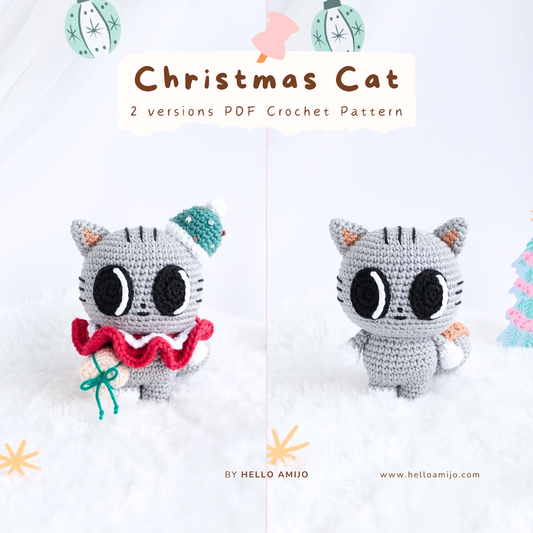 Christmas Cat (2 versions) Amigurumi Crochet Pattern PDF