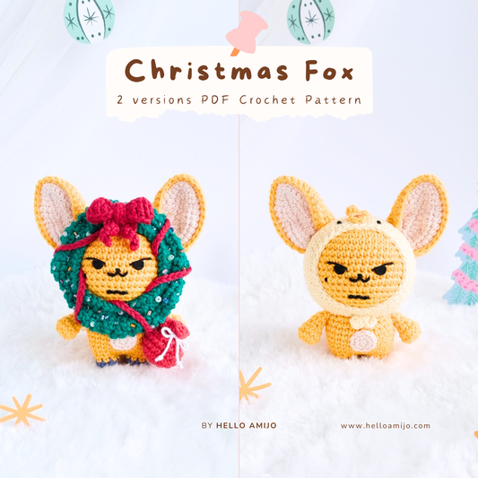 Christmas Fox (2 versions) Amigurumi Crochet Pattern PDF