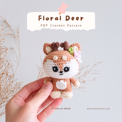 Floral Deer Amigurumi Crochet Pattern PDF