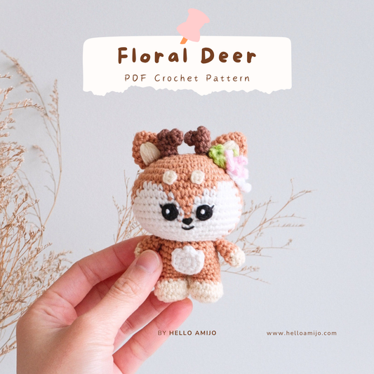 Floral Deer Amigurumi Crochet Pattern PDF