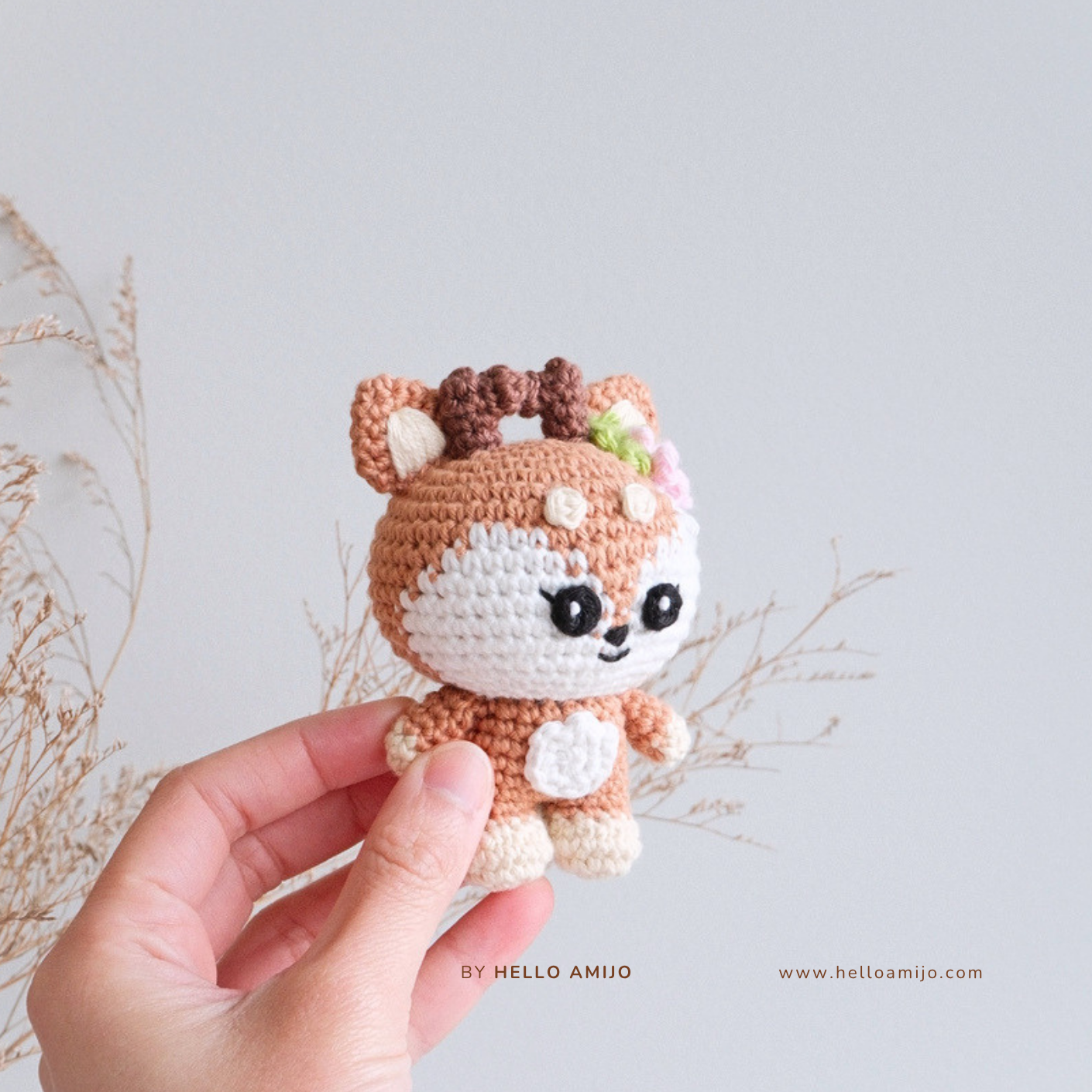 Floral Deer Amigurumi Crochet Pattern PDF