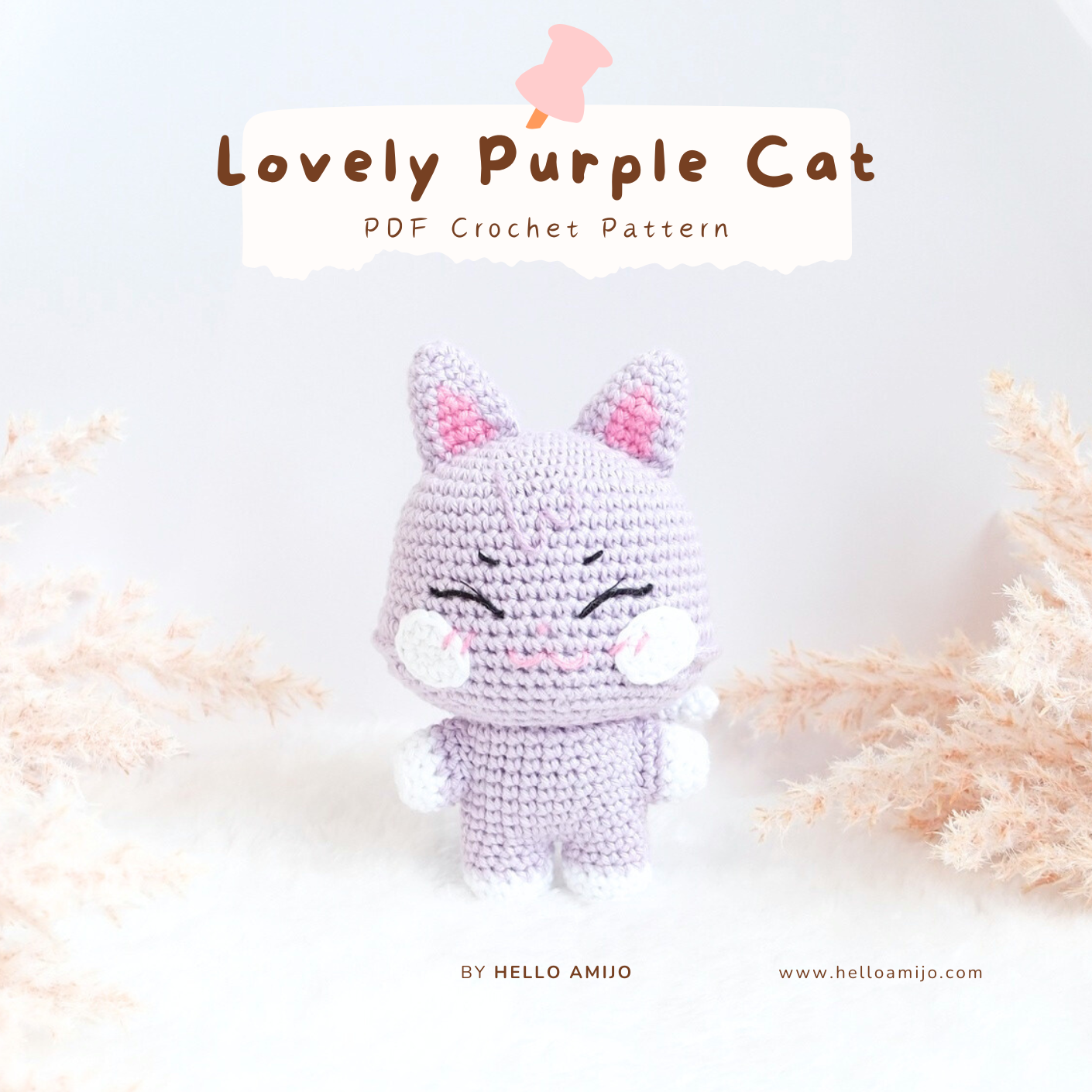 Lovely Purple Cat Amigurumi Crochet Pattern PDF