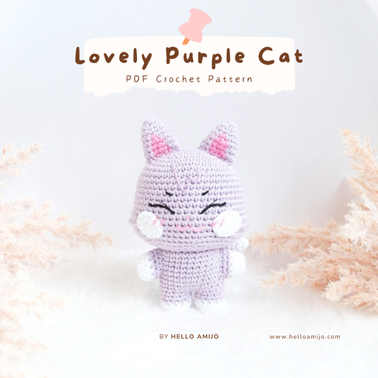 Lovely Purple Cat Amigurumi Crochet Pattern PDF
