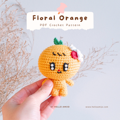 Floral Orange Amigurumi Crochet Pattern PDF