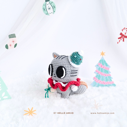 Christmas Cat Amigurumi Crochet Pattern PDF
