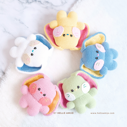 Colourful Chubby Bunny 5 Color in 1 Amigurumi Crochet Pattern PDF