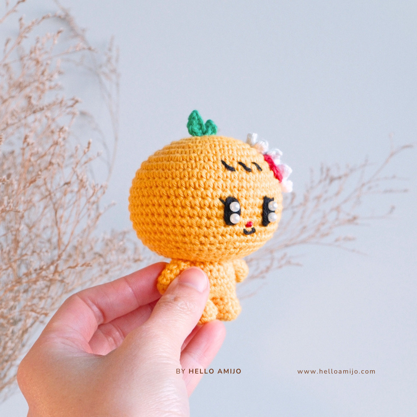 Floral Orange Amigurumi Crochet Pattern PDF
