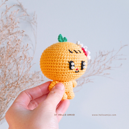 Floral Orange Amigurumi Crochet Pattern PDF