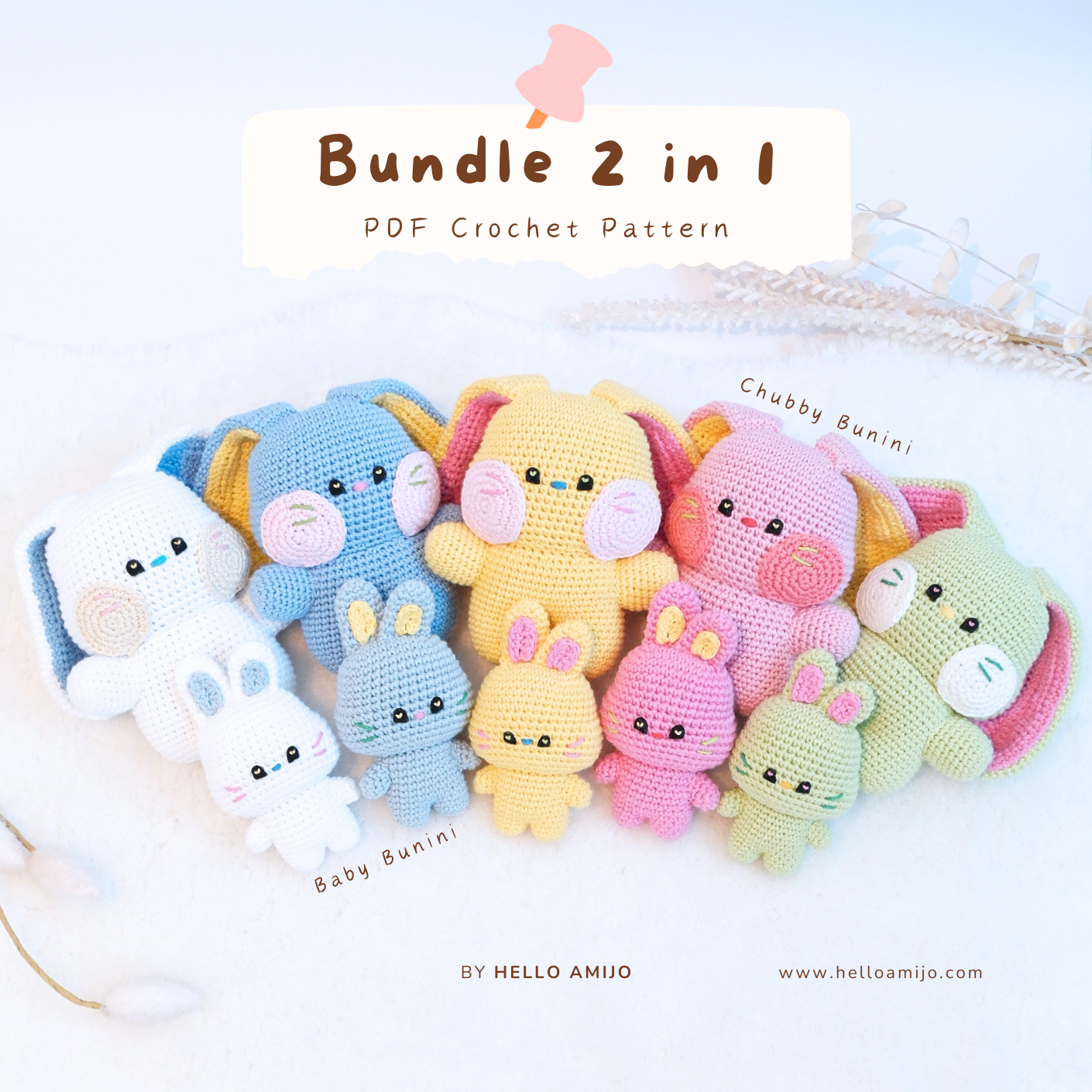 Bundle 2 in 1 Colourful Amigurumi Crochet Pattern PDF
