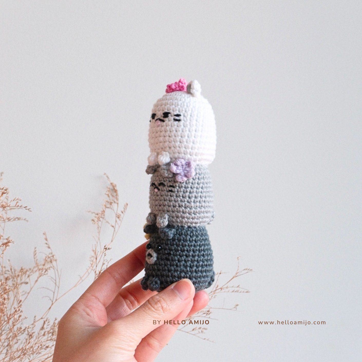 Floral Cats Amigurumi Crochet Pattern PDF