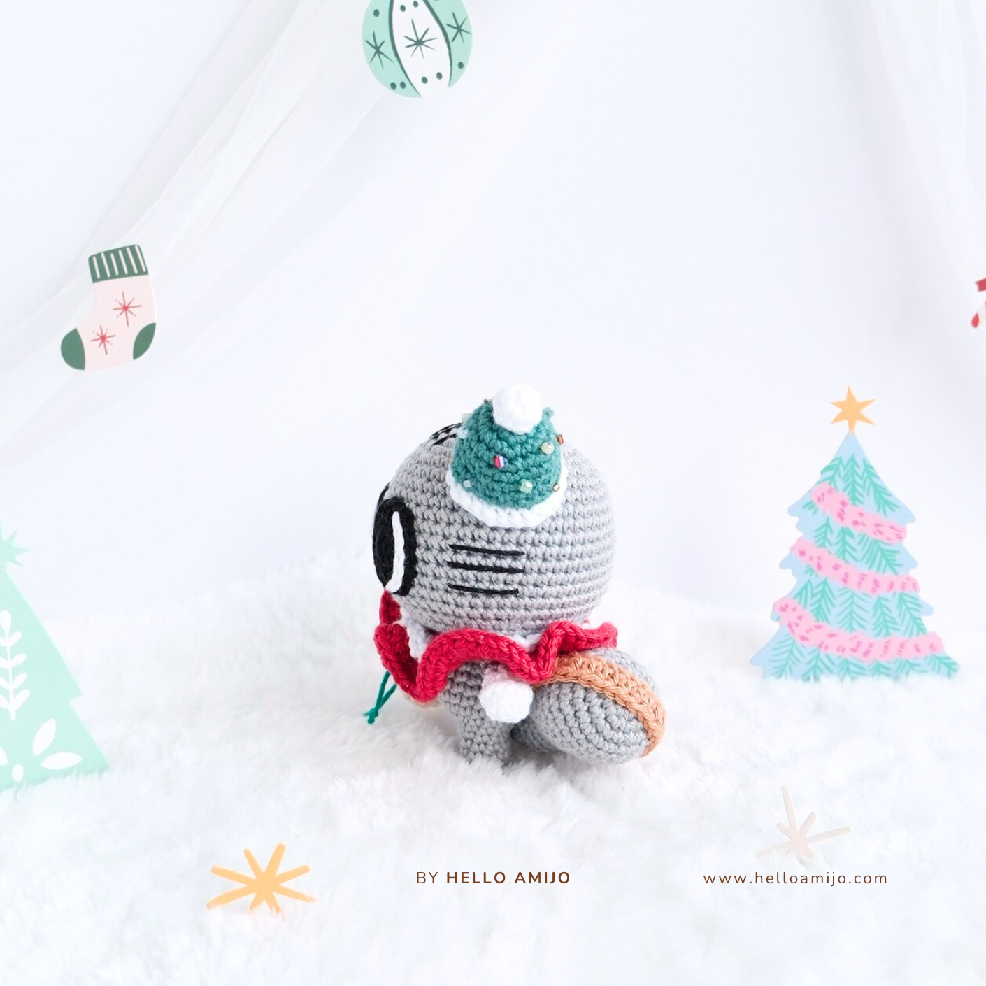 Christmas Cat Amigurumi Crochet Pattern PDF