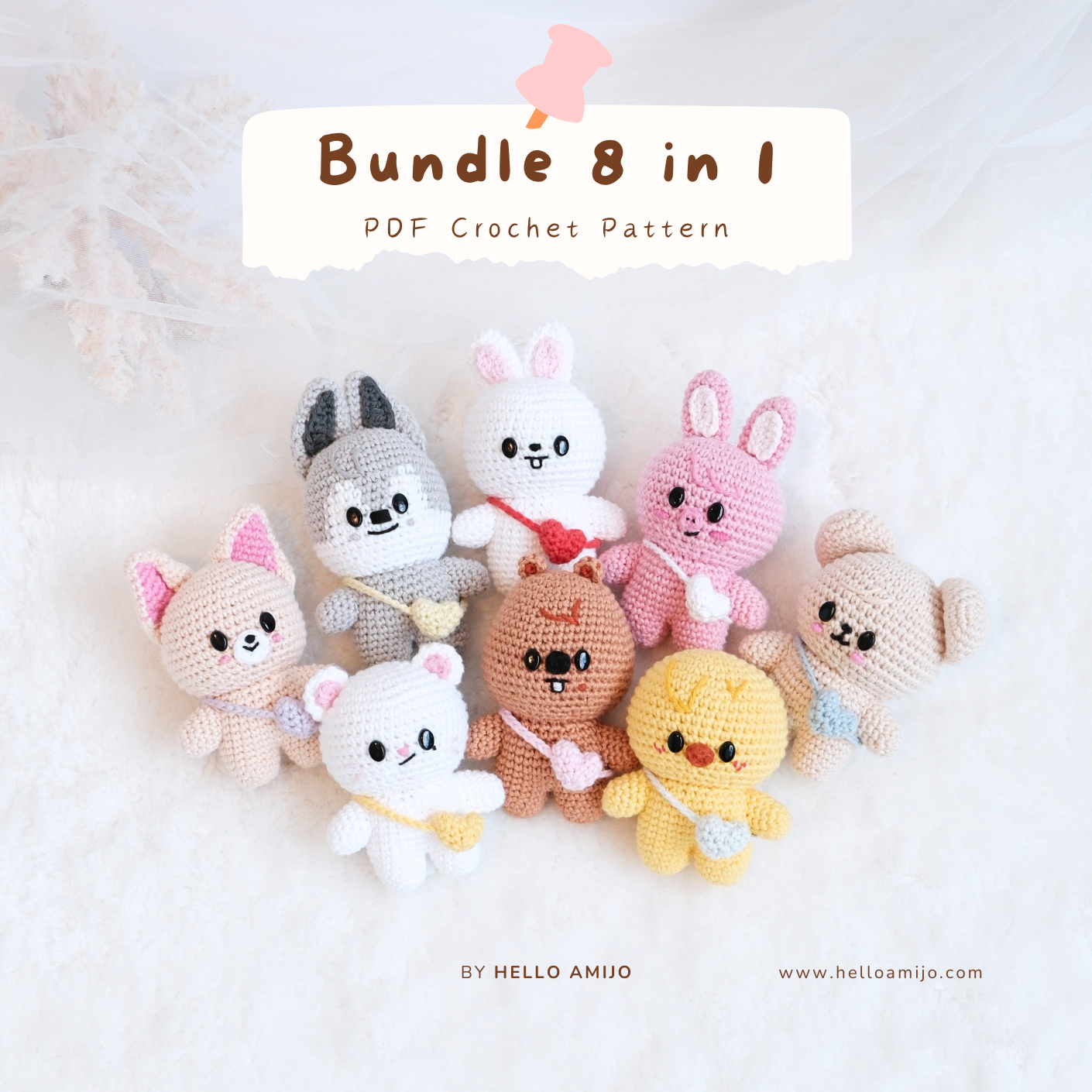 Bundle 8 in 1 Petite Amigurumi Crochet Pattern