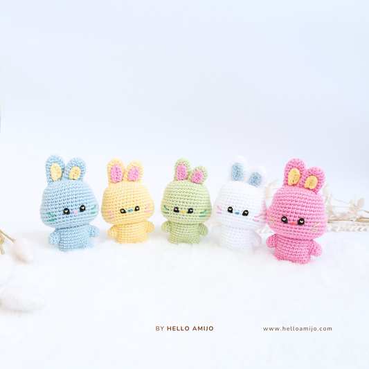 Colourful Baby Bunny 5 Color in 1 Amigurumi Crochet Pattern PDF
