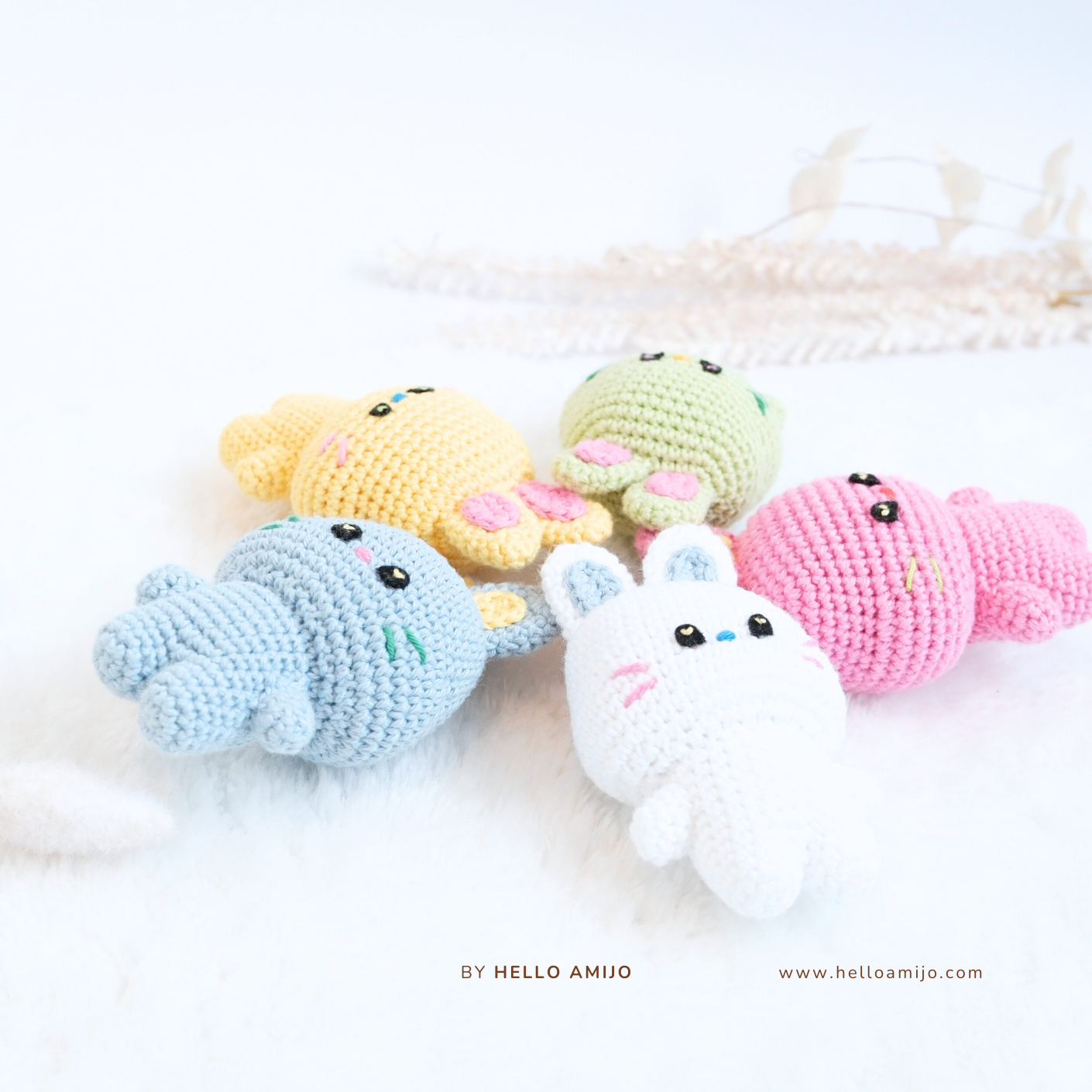 Colourful Baby Bunny 5 Color in 1 Amigurumi Crochet Pattern PDF
