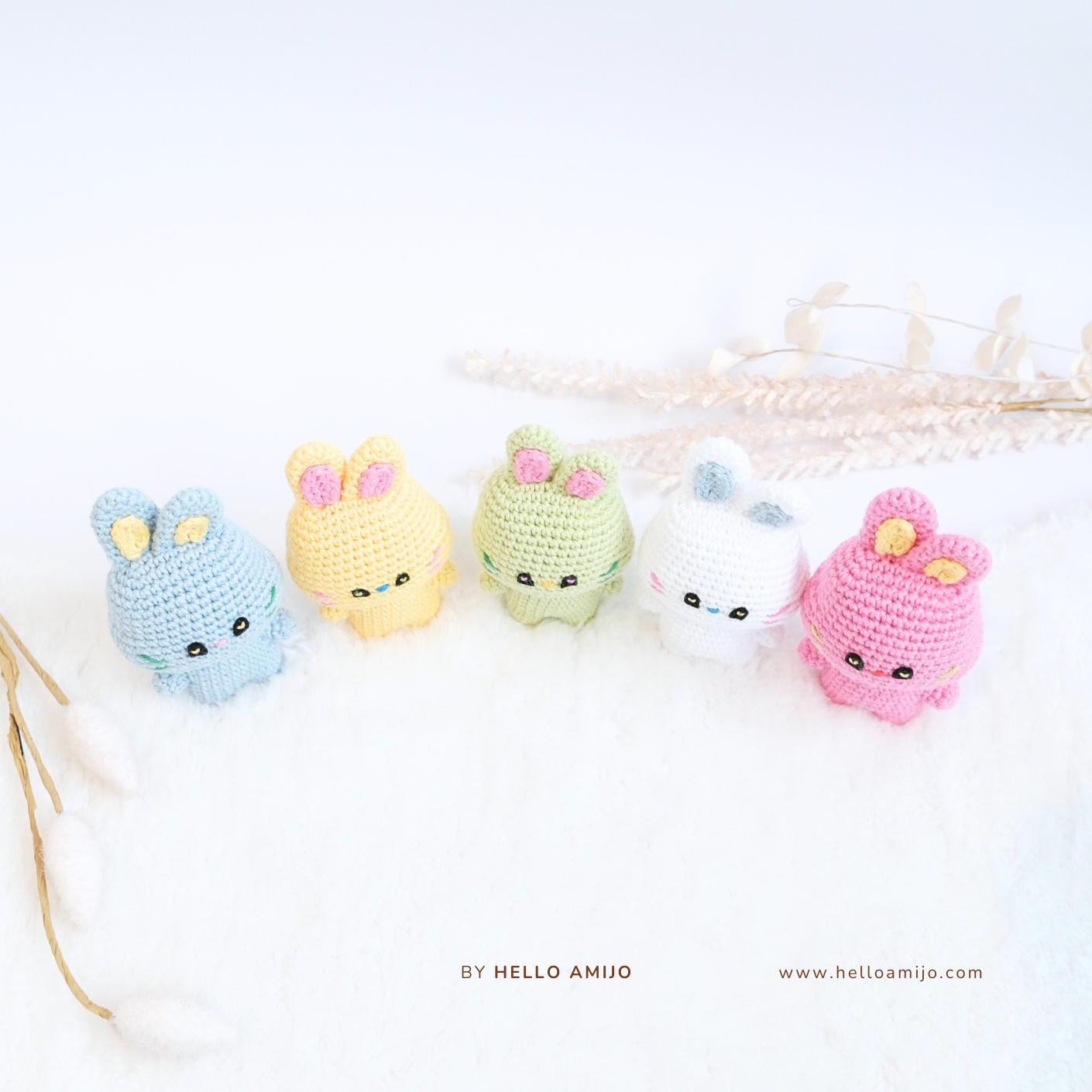 Colourful Baby Bunny 5 Color in 1 Amigurumi Crochet Pattern PDF