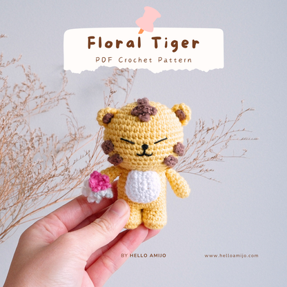 Floral Tiger Amigurumi Crochet Pattern PDF