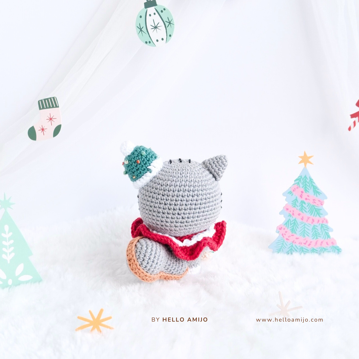 Christmas Cat Amigurumi Crochet Pattern PDF