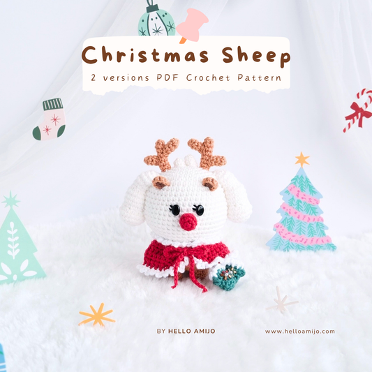Christmas Sheep (2 versions) Amigurumi Crochet Pattern PDF