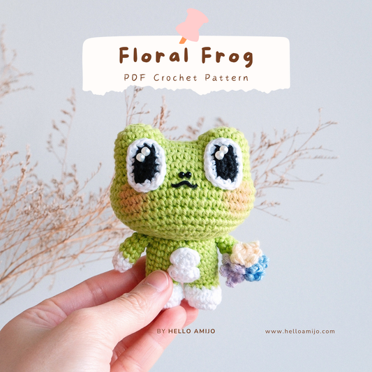 Floral Frog Amigurumi Crochet Pattern PDF