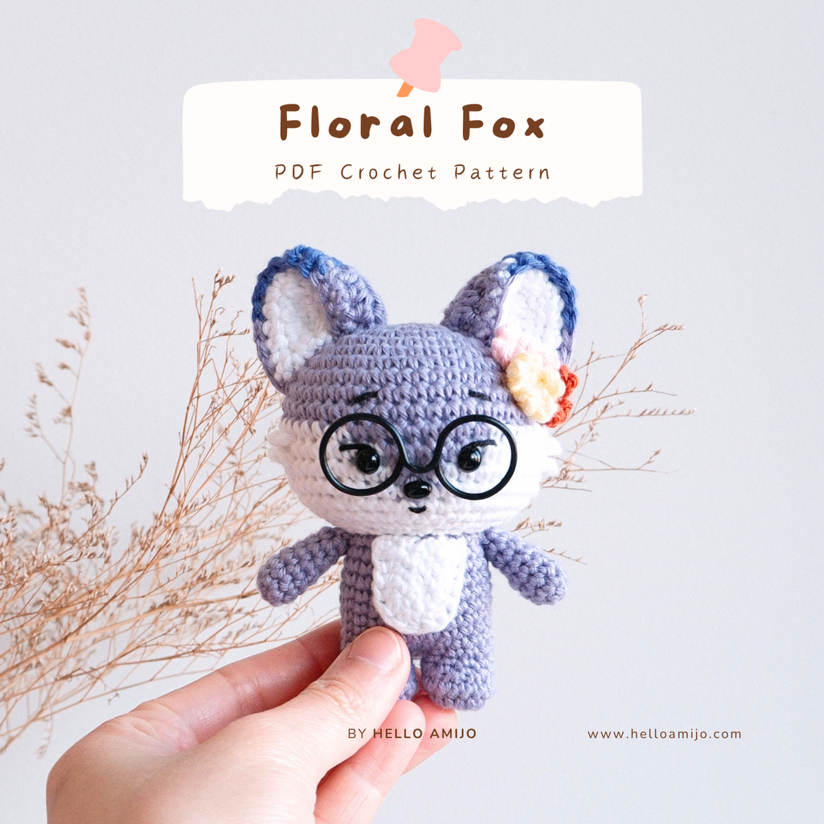 Floral Fox Amigurumi Crochet Pattern PDF