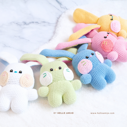 Colourful Chubby Bunny 5 Color in 1 Amigurumi Crochet Pattern PDF