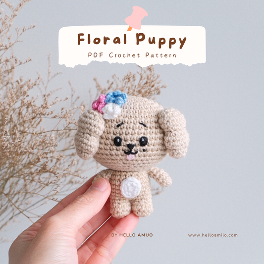 Floral Puppy Amigurumi Crochet Pattern PDF