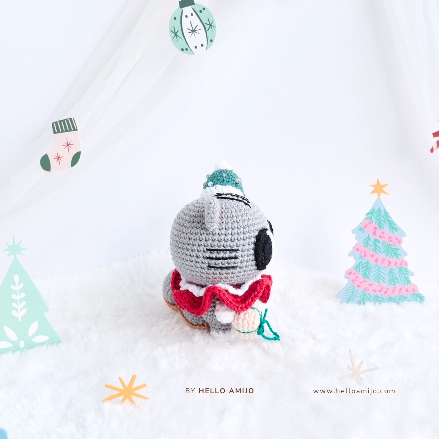 Christmas Cat Amigurumi Crochet Pattern PDF