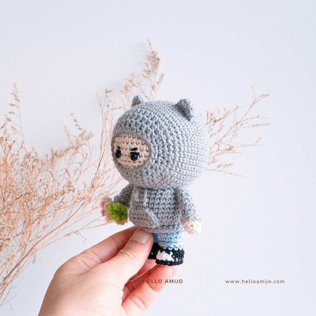 Floral Hoodie Man Amigurumi Crochet Pattern PDF
