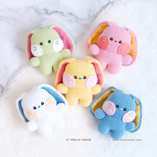 Colourful Chubby Bunny 5 Color in 1 Amigurumi Crochet Pattern PDF