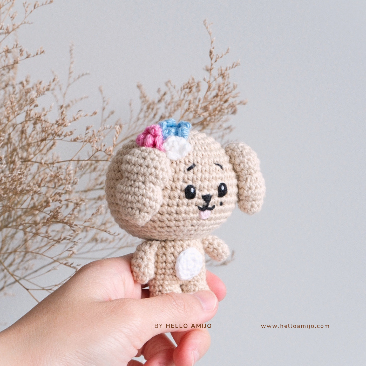 Floral Puppy Amigurumi Crochet Pattern PDF