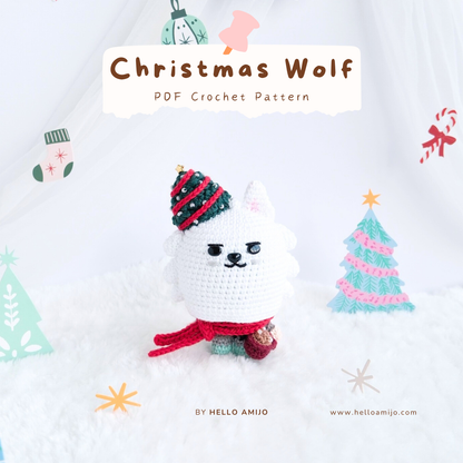 Christmas Wolf Amigurumi Crochet Pattern PDF
