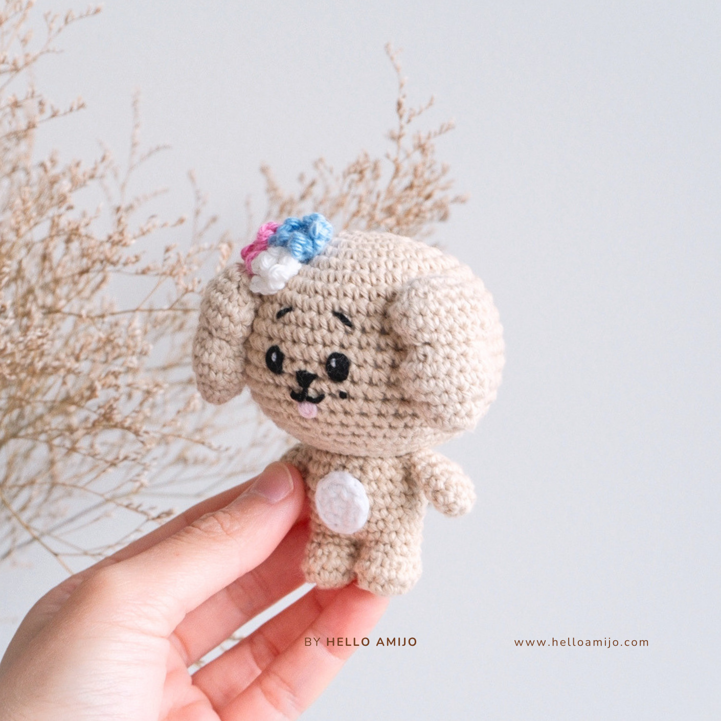 Floral Puppy Amigurumi Crochet Pattern PDF